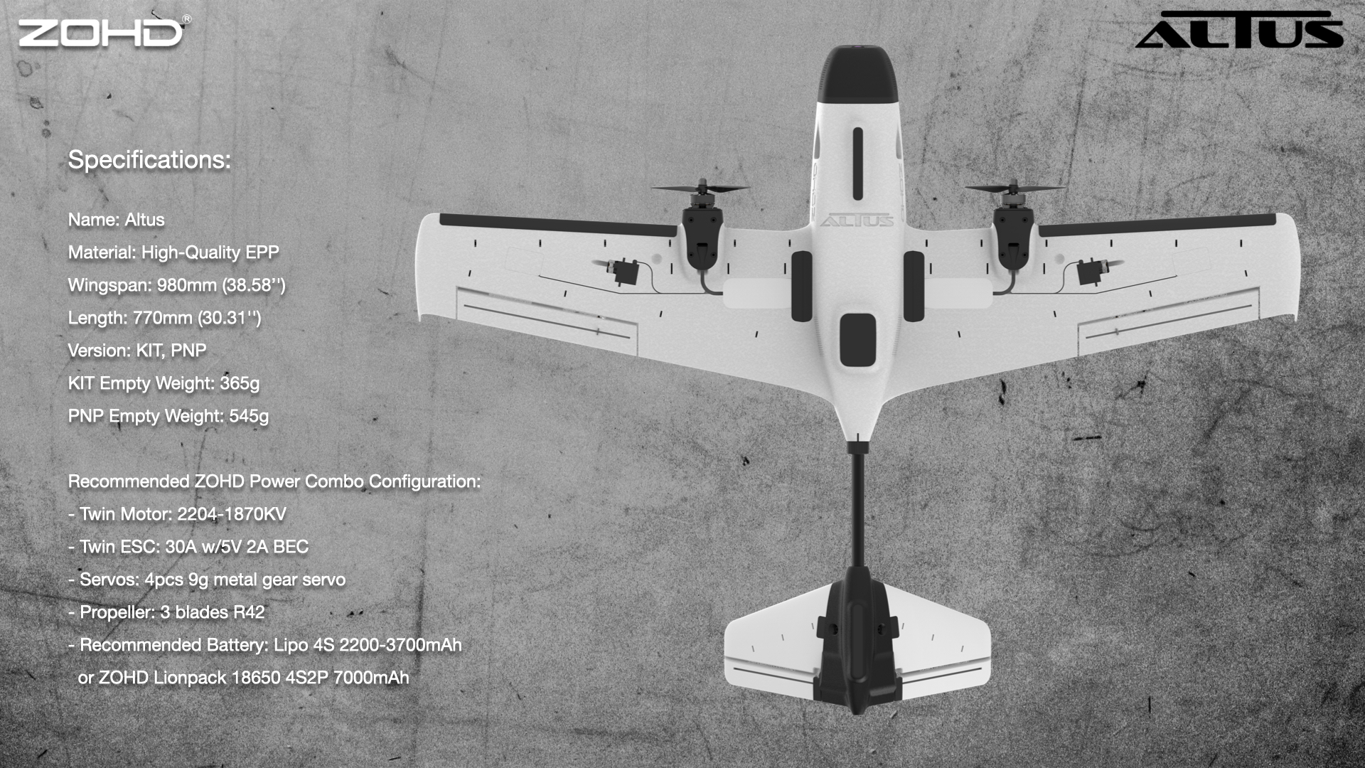 ZOHD-Altus-980mm-Spannweite-Twin-Motor-V-Tail-EPP-FPV-RC-Flugzeug-KITPNP-Reservierte-VTOL-Faumlhigke-2009358-4